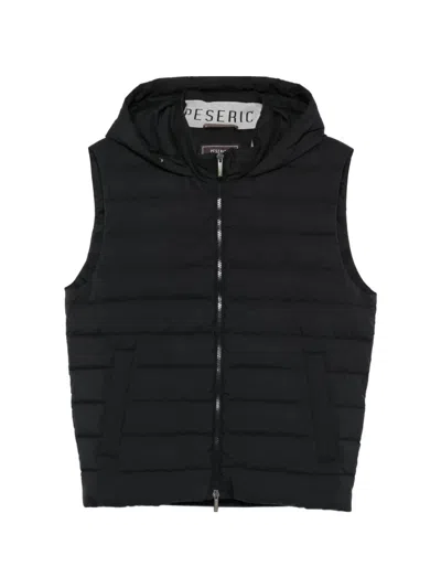 Peserico Hooded Quilted Gilet In Black