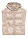 Peserico Hooded Quilted Vest In Brown
