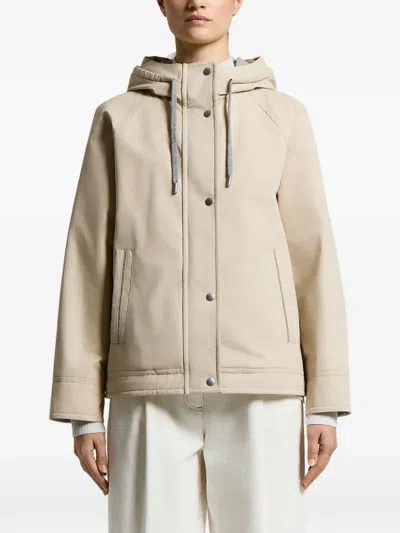 Peserico Hooded Raglan-sleeve Parka Coat In Neutral