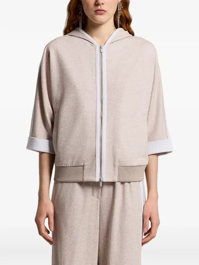 Peserico Hooded Striped Jacket In Pink
