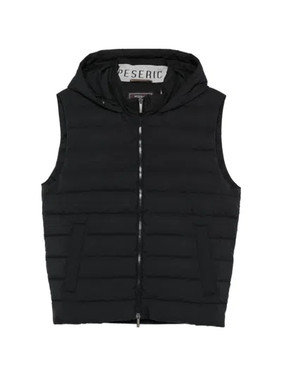 Peserico Hooded Zip Gilet In Black