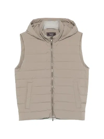 Peserico Hooded Zip Gilet In Neutral