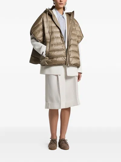 Peserico Hooded Zip Puffer Jacket In Green