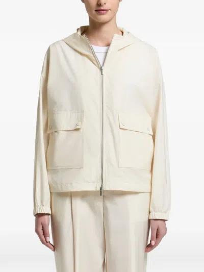 Peserico Hooded Zip-up Lightweight Jacket In White