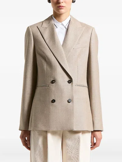 Peserico Houndstooth-pattern Double-breasted Blazer In Neutral