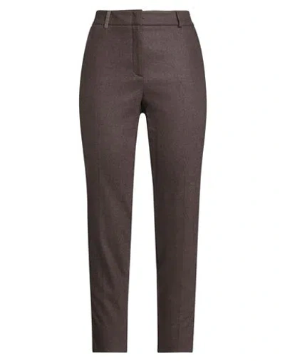 Peserico Icon 4718 Woman Pants Chocolate Brown Size 16 Virgin Wool, Cashmere, Elastane