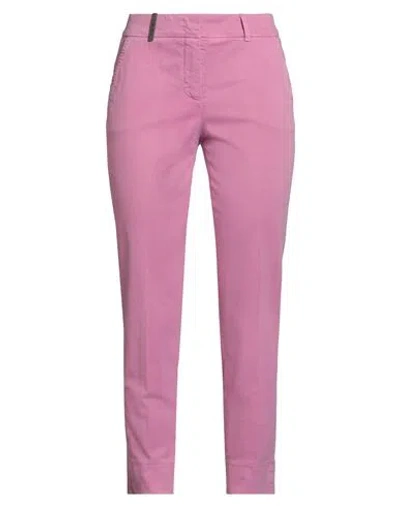 Peserico Icon 4718 Woman Pants Fuchsia Size 12 Cotton, Elastane In Pink