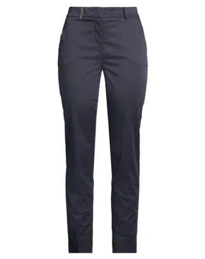 Peserico Icon 4718 Woman Pants Midnight Blue Size 14 Cotton, Elastane In Multi
