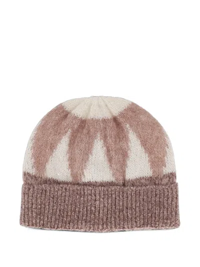 Peserico Intarsia-knit Beanie Hat In Multi