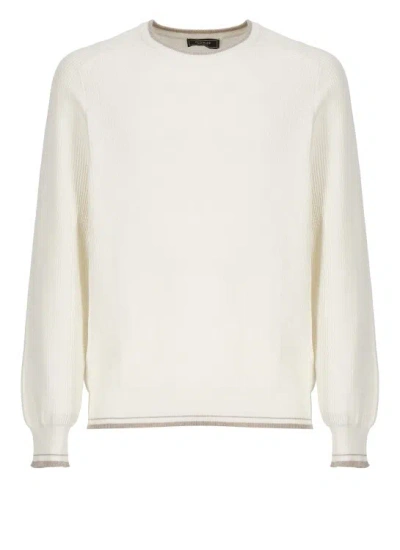 Peserico Ivory Cotton Sweater In Neutrals