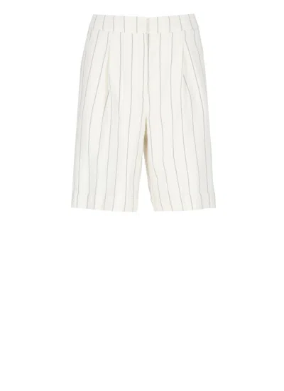 Peserico Ivory Linen Blend Shorts In Beige
