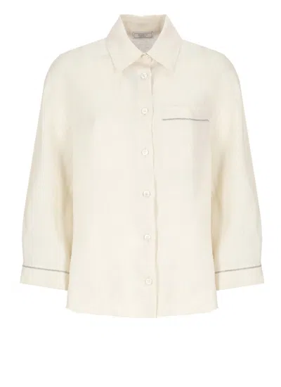 Peserico Ivory Linen Shirt In Beige