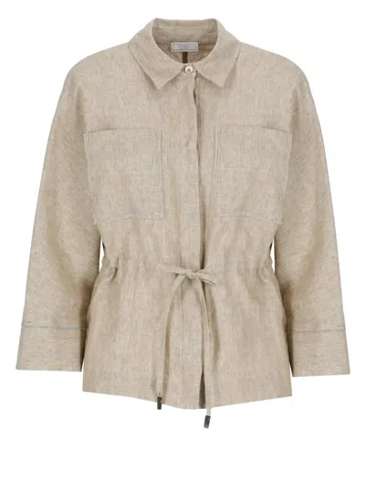 Peserico Ivory Linen Shirt In Beige