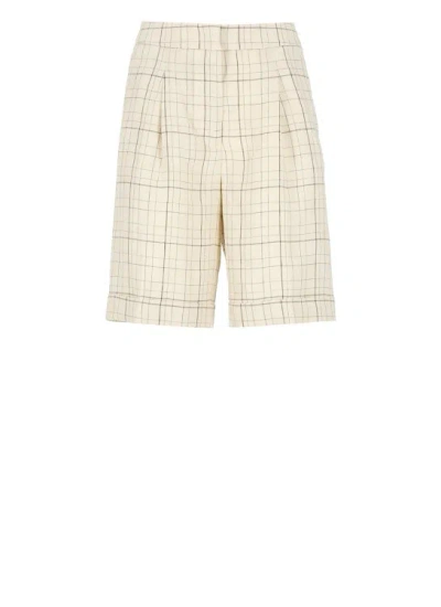 Peserico Ivory Linen Shorts In Neutral