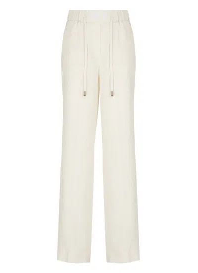PESERICO PESERICO IVORY LINEN TROUSERS