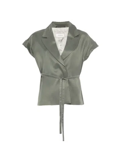 Peserico Belted Jacket In Green