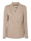 Peserico Double-breasted Tailored Jacket With Buttons In Beige