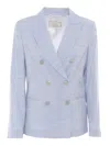 Peserico Pointed Lapel Suit Jacket In Blue
