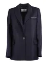 Peserico Shiny Blazer With Lapel And Pockets In Blue