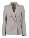 Peserico Double-breasted Tailored Jacket With Notched Lapel In Gray