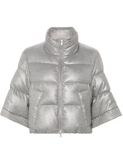 Peserico Glitter-embellished Puffer Jacket In Gray