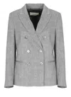 Peserico Double-breasted Tailored Jacket With Classic Lapel In Gray