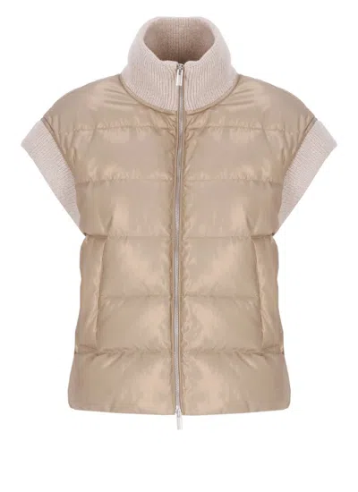 Peserico Lurex Tricot Vest In Neutral