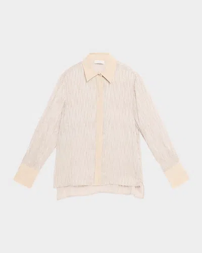 Peserico Jacquard Fil Coupé Button-front Shirt In Neutral