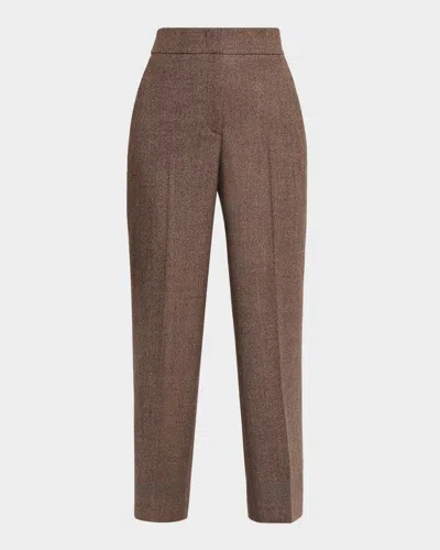 Peserico Jaspé Wool Straight-leg Ankle Trousers In Animal Print