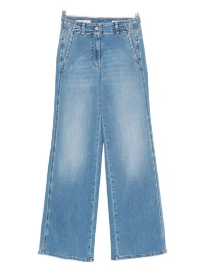 Peserico Logo-patch Jeans In Blue