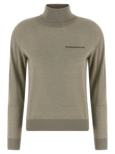 Peserico Jewel Pocket Turtleneck Jumper Jumpers And Cardigans Grey