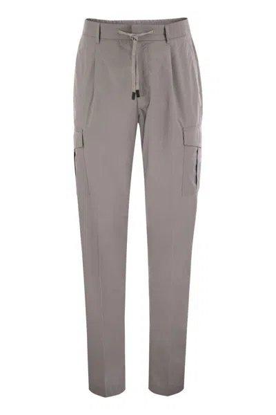 Peserico Jogger In Lightweight Stretch Cotton Canvas In Grey
