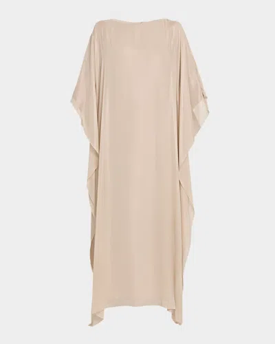 Peserico Keyhole Back Cotton-blend Caftan Maxi Dress In Neutral