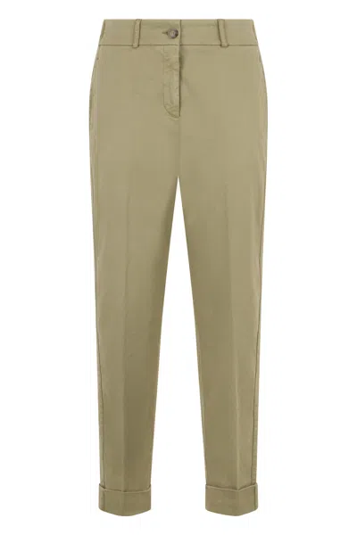 Peserico Khaki Colored Pants With Minimal And Versatile Design. In Green