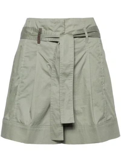Peserico Paperbag-waist Pleated Shorts In Green