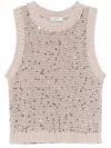Shop Peserico Knit Beige Vest With Sleeveless Design In Neutrals