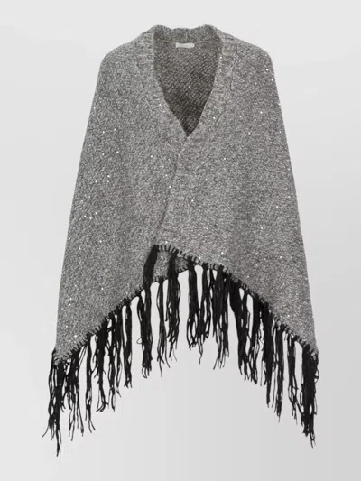 Peserico Knit Cape Layering Piece Open Front In Gray