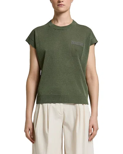 Peserico Knit Crewneck Top In Green