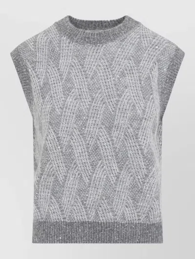 Peserico Knit Gilet Cable Pattern Casual Style In Gray