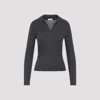 Peserico Fitted Long-sleeve Knit Top With Ribbed Texture And Deep V-neck In Black