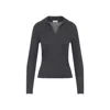 Peserico Fitted Long-sleeve Knit Top With Ribbed Texture And Deep V-neck In Black