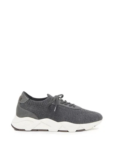 Peserico Knit Panelled Lace-up Sneaker In Multi