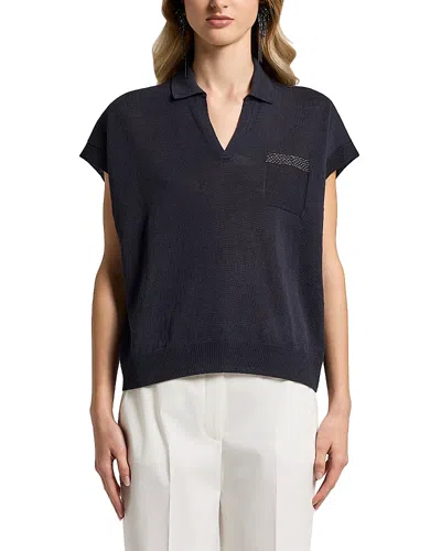 Peserico Knit Polo Top In Black