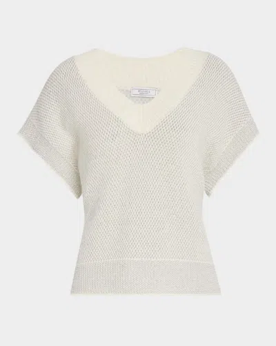 Peserico Knit Short-sleeve V-neck Sweater In Neutral