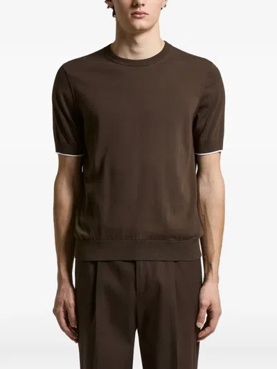 Peserico Knit T-shirt In Brown