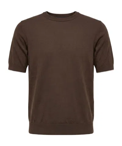 Peserico Knit T-shirt In Brown