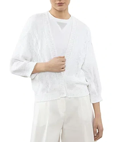 Peserico Knitted Cardigan In Pure White
