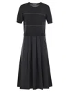 Peserico Women Two-tone Dress In Pure Cotton With Micro Sequins In Black