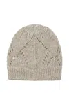 Peserico Knitted Eyelet Beanie In Gray