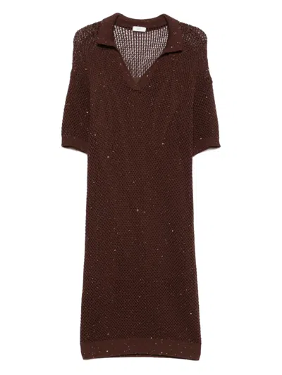 Peserico Knitted Midi Dress In Brown